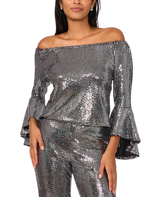 Sam & Jess Women's Metallic Off-the-Shoulder Bell-Sleeve Top