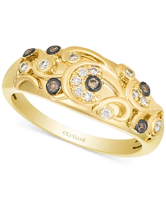 Le Vian Nude Diamond & Chocolate Diamond Filigree Ring (1/6 ct. t.w.) in 14k Honey Gold