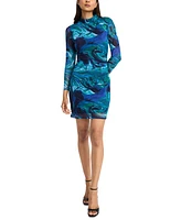 Donna Morgan Women's Printed Mock Neck Bodycon Dress