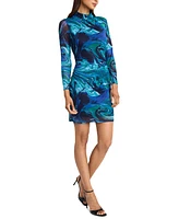 Donna Morgan Women's Printed Mock Neck Bodycon Dress