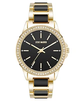 Steve Madden Women's Signature Acetate and Gold-Tone Alloy Metal Bracelet Watch, 36mm