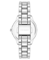 Steve Madden Women's Everyday Silver-Tone Alloy Metal Bracelet Watch, 30mm