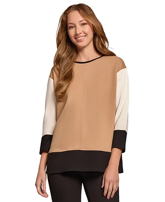 Jones New York Women's Colorblocked Seamed-Sleeve Tunic Sweater