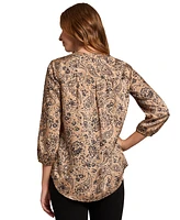 Jones New York Women's Kelly Printed Satin Twill Tunic Blouse