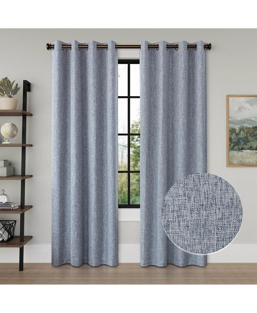 Awesome Home Linen Texture 100% Blackout Grommet Curtains Pair(2 Panels), Brick Red, 52"×84"