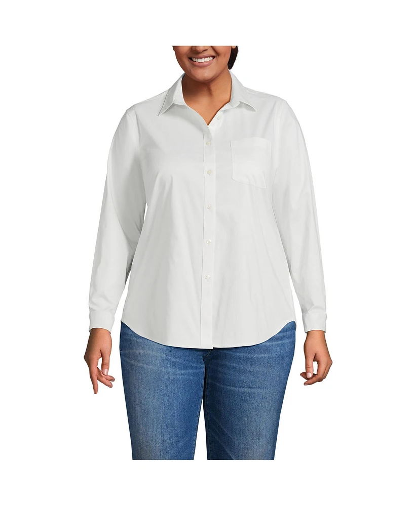 Lands' End Plus Size Cooling Button Front Shirt