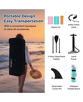 Hongge 10/11 Feet Inflatable Stand up Paddle Board with 3 Fins and Adjustable Paddle