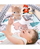 The Peanutshell 7 in 1 Baby Play Gym and Tummy Time Mat, Woodland Animals