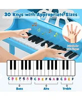 Hongge 30-Key Wood Toy Kids Grand Piano with Bench and Music Rack