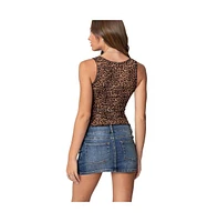 Edikted Women's Laur Leopard Printed Cupped Top