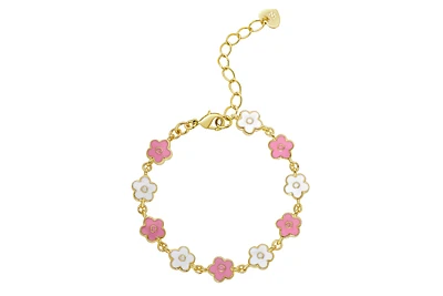 Lily Nily Girls Pink and White Flower Link Bracelet