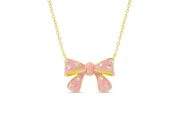 Lily Nily Girls Cz Pink Bow Necklace