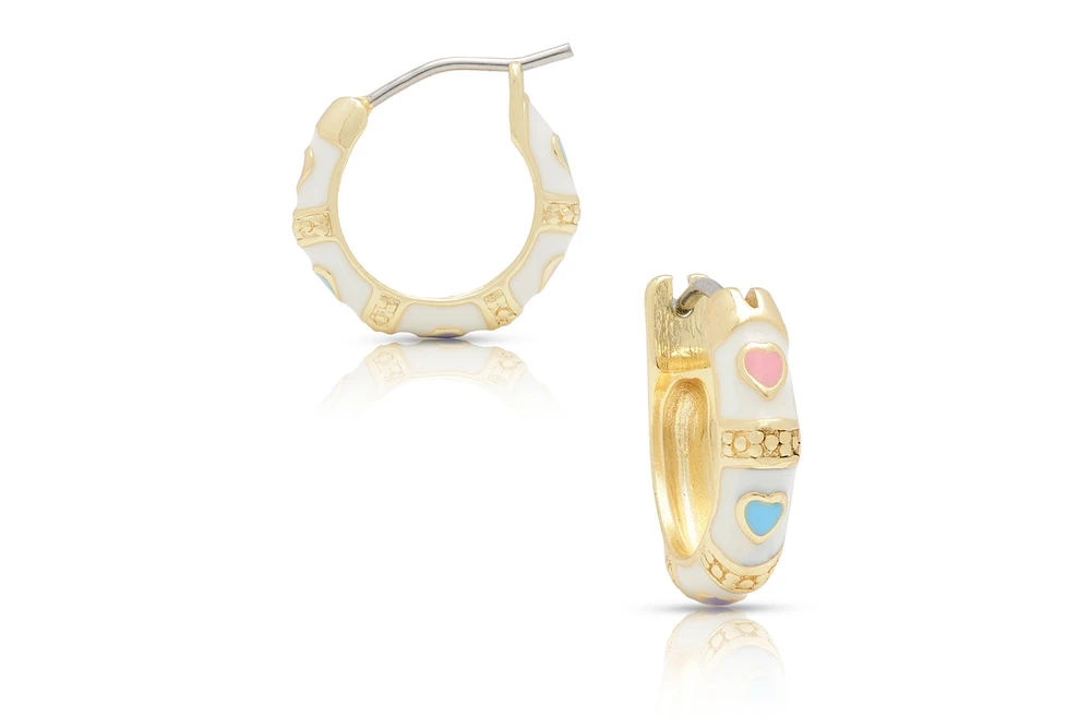 Lily Nily Girls White Heart Hoop Earrings