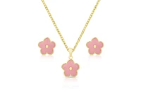 Lily Nily Girls Pink Flower Stud Earrings and Necklace Set