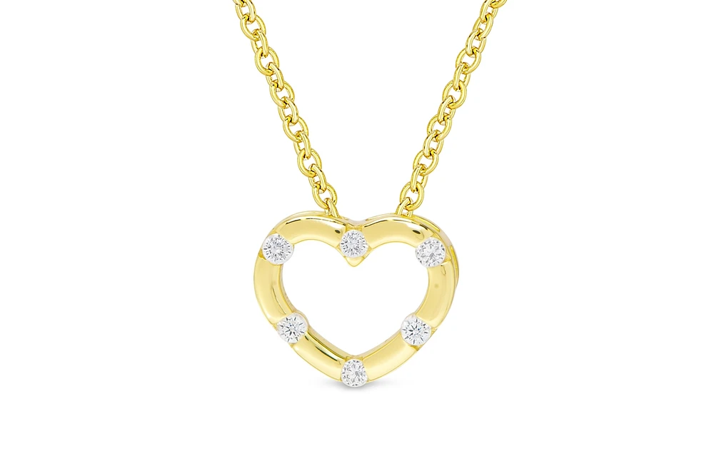 Lily Nily Girls Cz Inlay Heart Necklace in 18k Gold over Sterling Silver