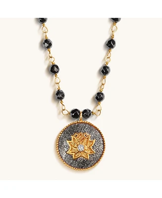 Karma and Luck Enlightenment Hope - Hematite Lotus Necklace