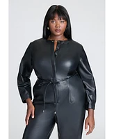 Eloquii Plus Leather Jumpsuit With Tie