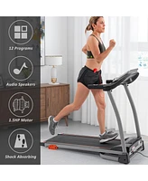 Slickblue Easy Folding Treadmill for Home Use, 2.5HP Electric Running & Walking Machine with Device Holder & 3-Level Incline