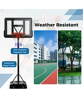 Hongge 4.4-10 Feet Portable Basketball Hoop Adjustable with 2 Wheels and Fillable Base
