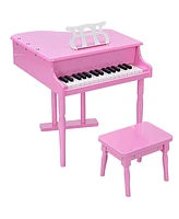 Hongge Musical Instrument Toy 30-Key Children Mini Grand Piano with Bench-Pink