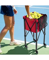 Hongge Lightweight Foldable Tennis Ball Teaching Cart with Wheels and Removable Bag