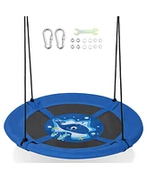 Hongge 40 Inches Saucer Tree Swing with Adjustable Hanging Ropes and 900D Oxford Fabric-Whale