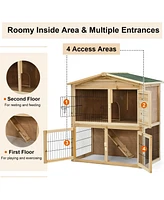 Sugift 35 Inch Wooden Chicken Coop with Ramp