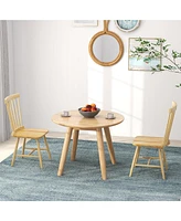Gymax Dining Chair Set of 4 Solid Wood Windsor Chair w/ High Spindle Back & Wide Seat Natural