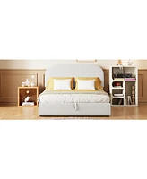 Streamdale Furniture Teddy Fleece Full Size Upholstered Platform Bed with Hydraulic Storage System, White