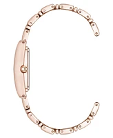 Anne Klein Women's Quartz Premium Crystal Accented Grooved Rose Gold-Tone Alloy Metal Bracelet Watch, 24mm