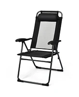 Sugift 4 Pieces Patio Garden Adjustable Reclining Folding Chairs with Headrests