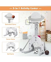 Hongge 3 in 1 Height Adjustable Kids Basketball Hoop Set with Balls