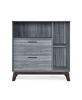 Mid-Century Modern Cabinet with Faux Wood and Storage