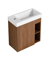 Streamdale Furniture Compact Wall Vanity with Resin Sink and Soft-Closing Hinges