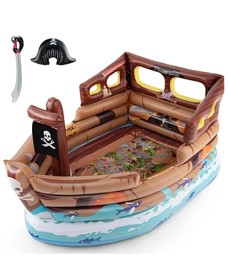 Hongge Inflatable Pirate Ship Playhouse with Built-in Motor and Inflatable Toy Sword