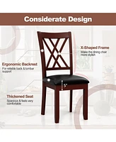 Gymax Set of Dining Chair Kitchen Chair with Backrest Padded Seat & Rubber Wood Legs