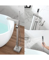 Mondawe Single-Handle Freestanding Bathtub Faucet with Hand Shower(Brush Nickel)