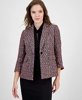 Anne Klein Women's Notched-Collar Single-Button 3/4-Sleeve Jacket