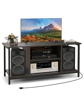 Costway Tv Stand with Power Outlet Usb & Type-c Port 3-tier Tv Console Table