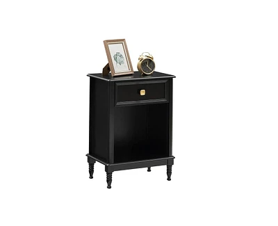 gaomon Nightstand with Drawer and Storage Shelf, Wooden End Table Side Table for Bedroom Living Room College Dorm (Black)