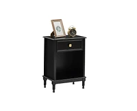 gaomon Nightstand with Drawer and Storage Shelf, Wooden End Table Side Table for Bedroom Living Room College Dorm (Black)