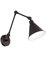 360 Lighting Wray Industrial Adjustable Swing Arm Wall Lamp Rich Bronze Metal Hardwired Light Fixture Up Down for Bedroom Bedside House Reading Living