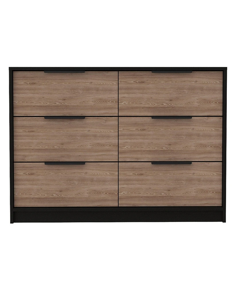 Depot E-Shop Egeo 4 Drawers Dresser, Superior Top, Black / Pine