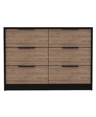 Depot E-Shop Egeo 4 Drawers Dresser, Superior Top, Black / Pine