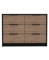 Depot E-Shop Egeo 4 Drawers Dresser, Superior Top, Black / Pine