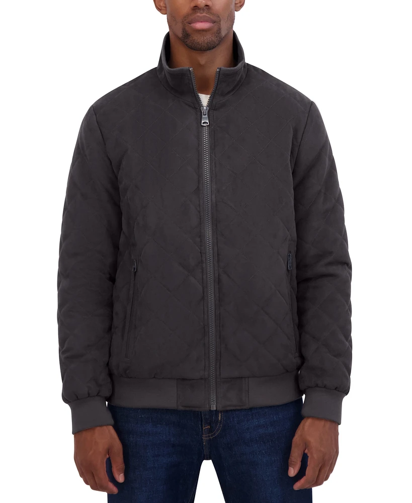 Nautica Men's Quilted Faux-Suede Bomber Jacket