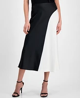 Anne Klein Women's Bias-Cut Colorblocked Midi Skirt