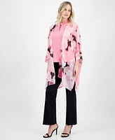 Anne Klein Printed Open-Front Chiffon Kimono