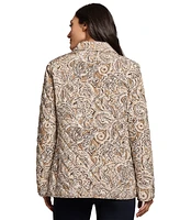 Jones New York Women's Printed Quilted Button Jacket