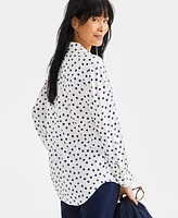 Style & Co Women's Printed Johnny Collar Shirt, Exclusively at Macy's